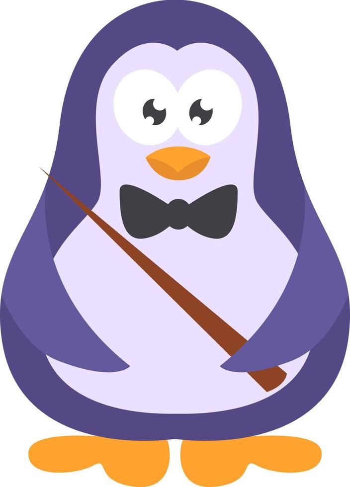 Teacher penguin, icon illustration, vector on white background