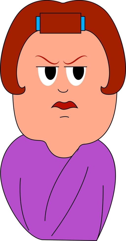 Angry housewife, illustration, vector on white background.