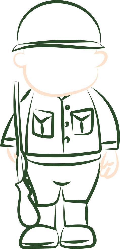 Soldier with gun, illustration, vector on white background.