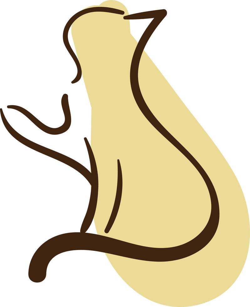 Cat with one paw in the air, illustration, vector on a white background.