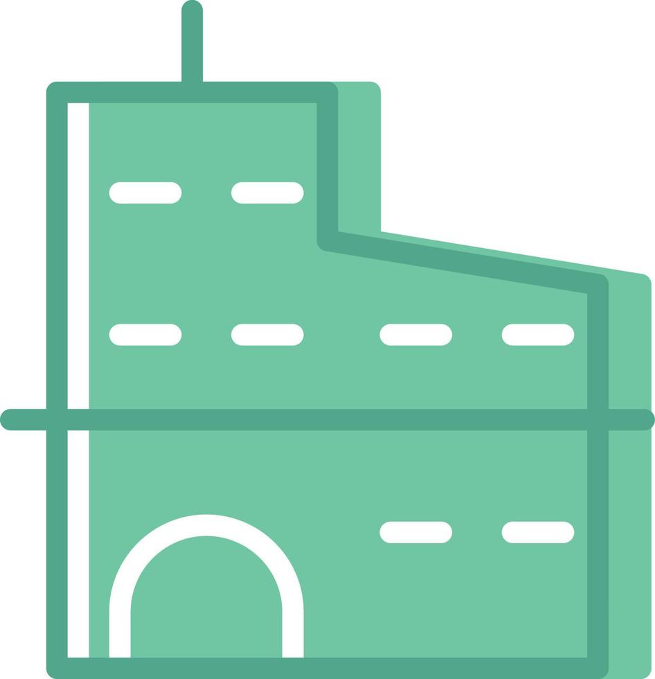 Green building with small windows, illustration, vector, on a white background. vector