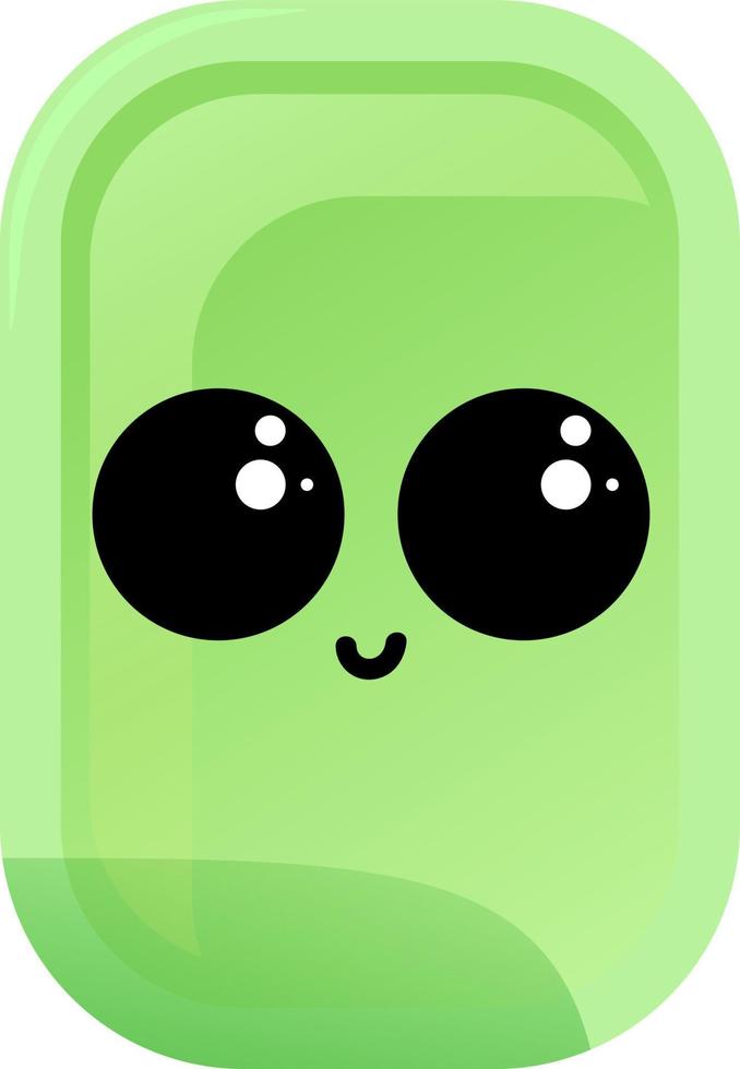 Green soap with eyes, illustration, vector on white background.