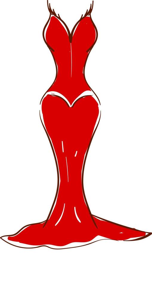 vestido rojo, ilustración, vector sobre fondo blanco.