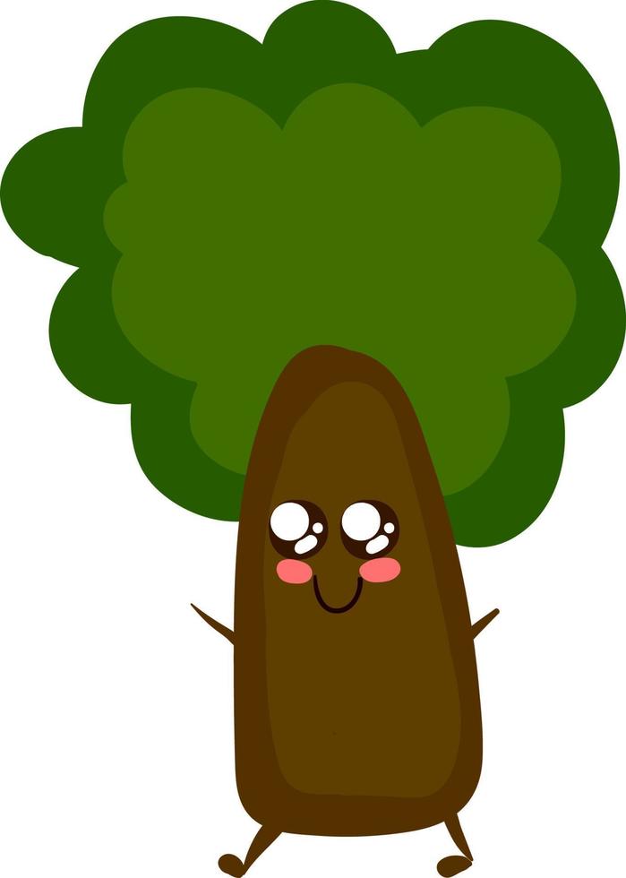 Cute tree with eyes, illustration, vector on white background.