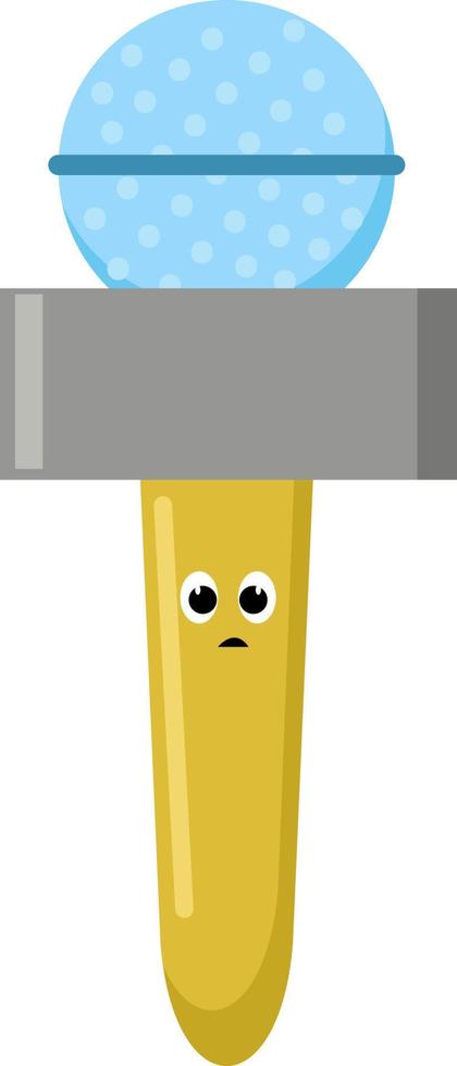Yellow microphone, illustration, vector on white background.