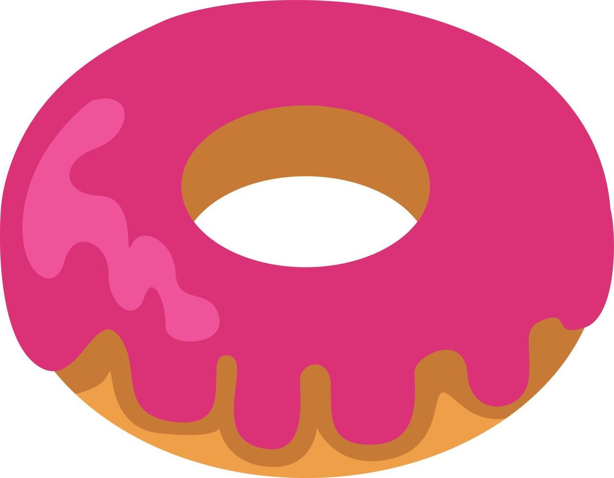 donut con crema rosa, ilustración, vector sobre fondo blanco
