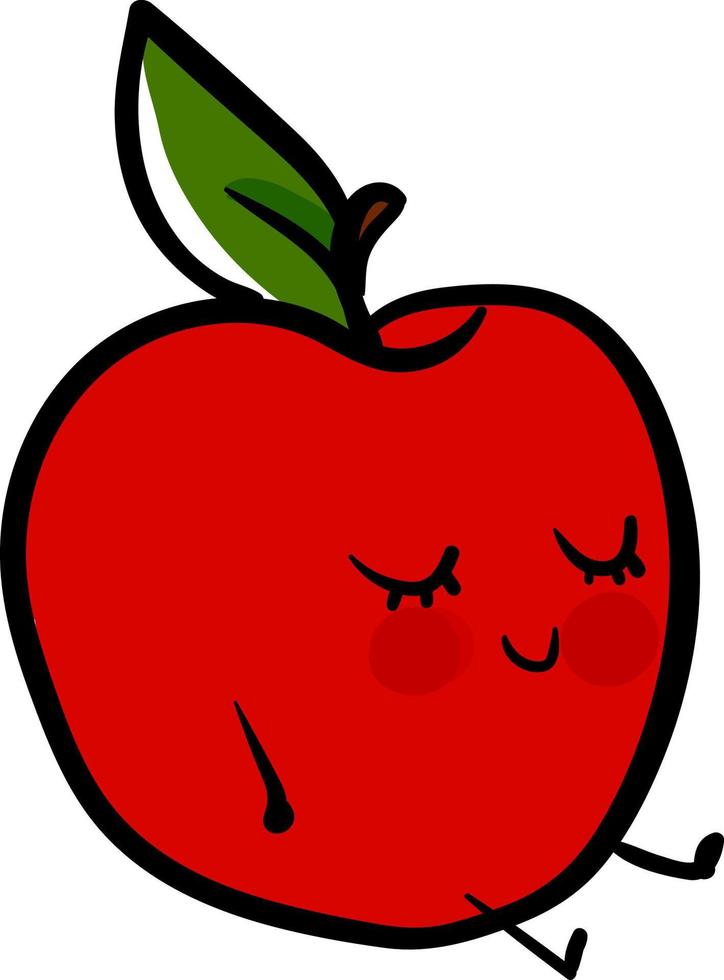 Sleeping apple, illustration, vector on white background.