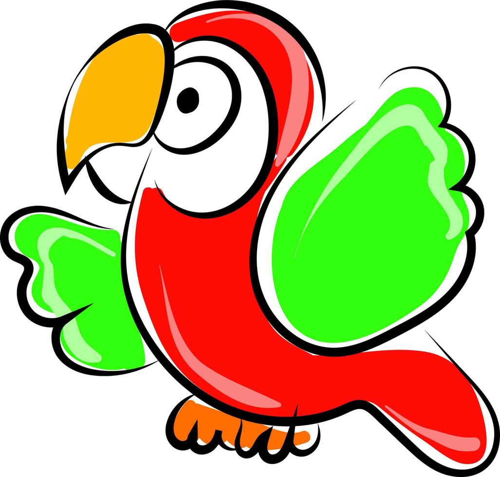 Parrot drawing, illustration, vector on white background.