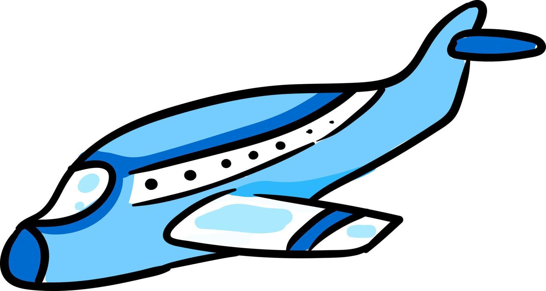 Blue airplane, illustration, vector on white background