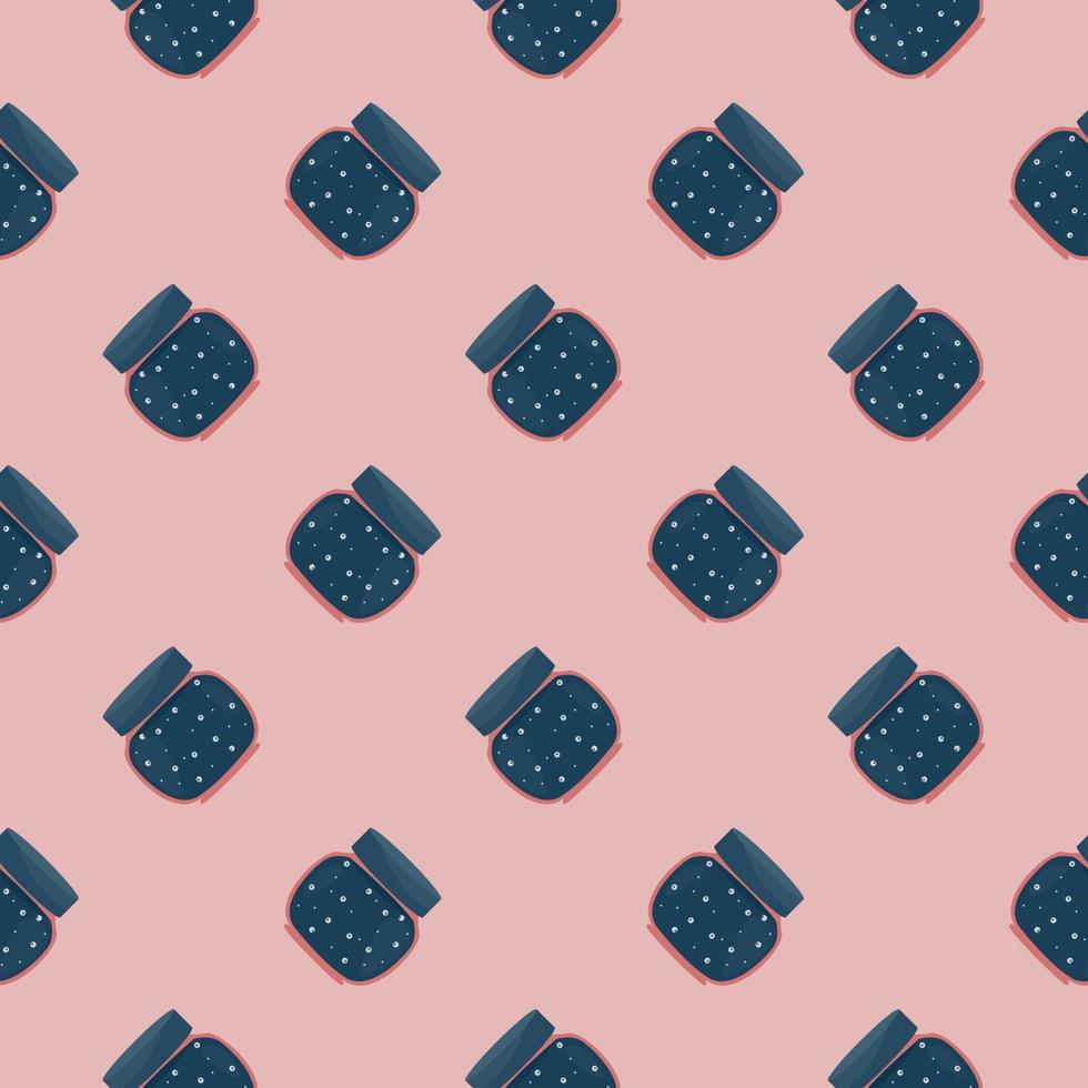 tarro azul, patrón transparente sobre un fondo rosa. vector