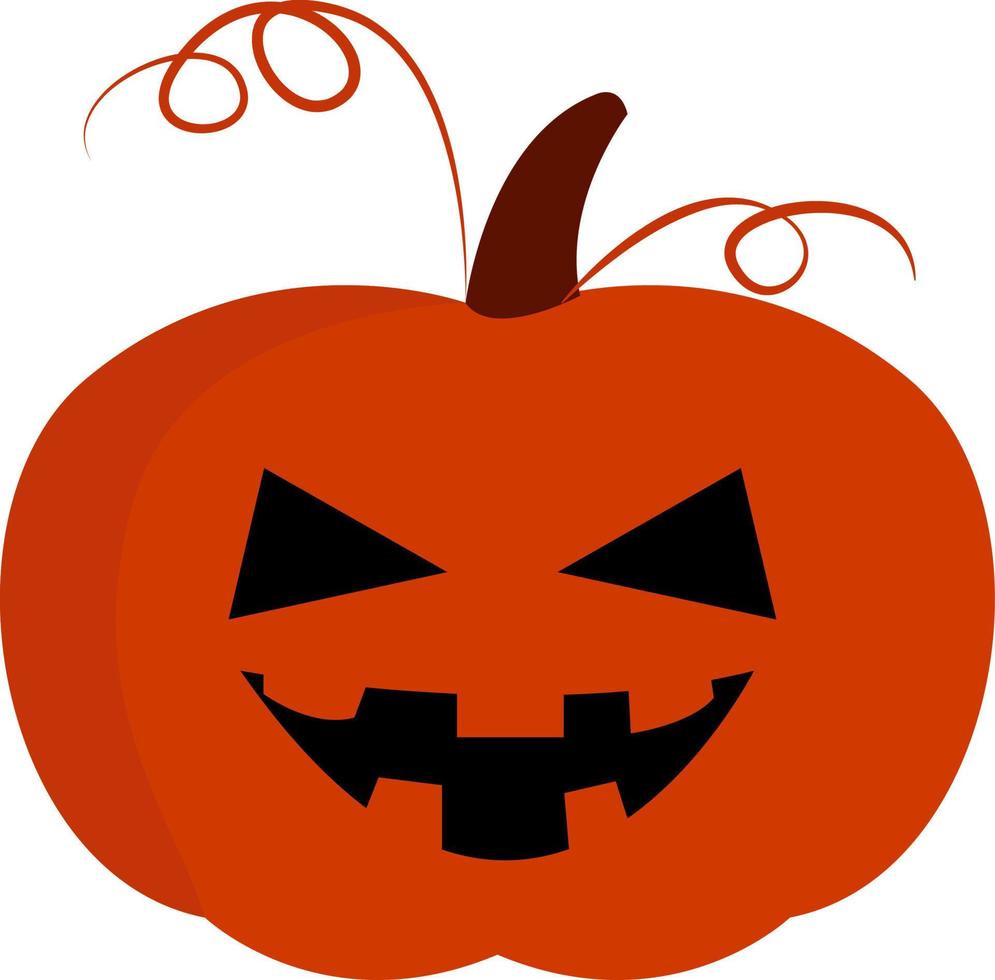 Evil orange pumpkin, illustration, vector on white background.