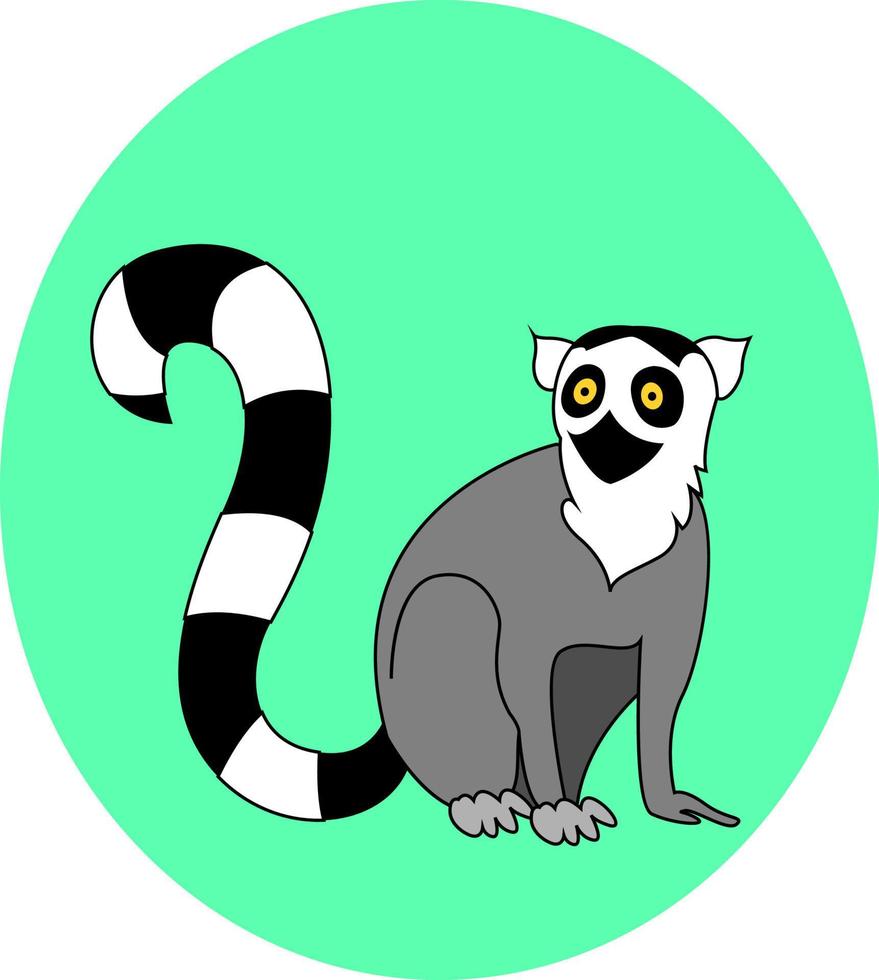 Funny lemur, illustration, vector on white background.
