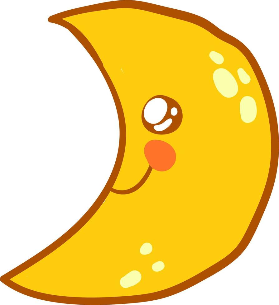 Cute yellow moon, illustration, vector on white background.