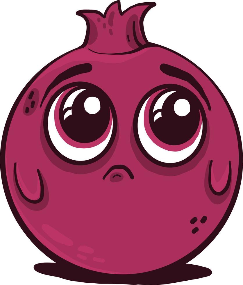 Sad pomegranate , illustration, vector on white background