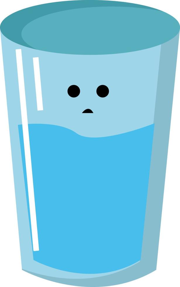 Glass of water, illustration, vector on white background.