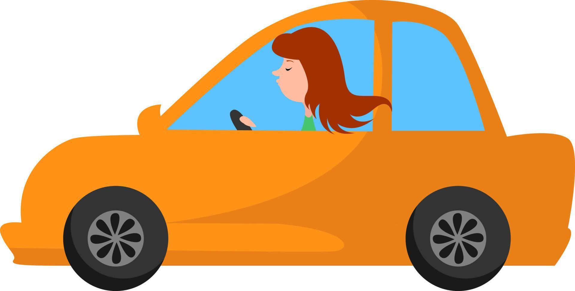 Girl driving car, illustration, vector on white background. 13611629 ...