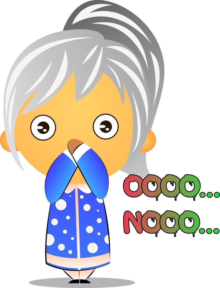 Grandma feeling guilty , illustration, vector on white background.