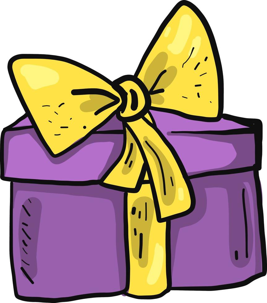 Violet gift box, illustration, vector on white background.