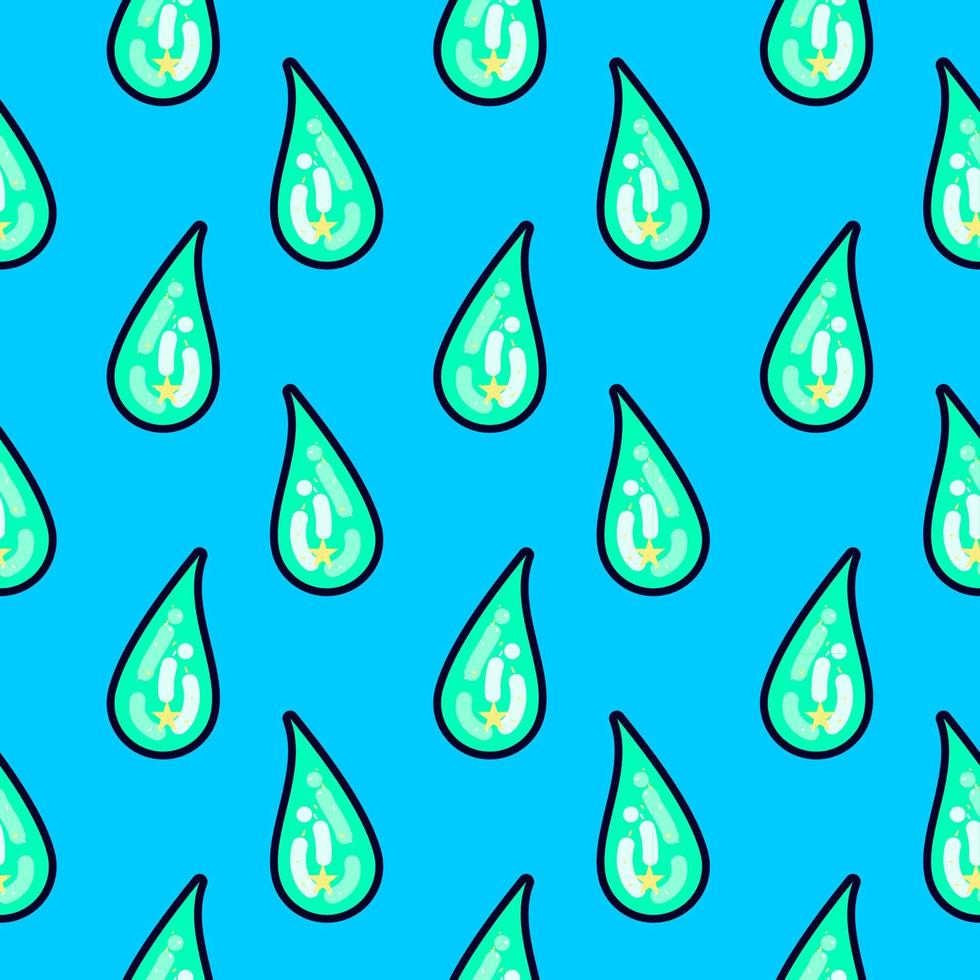 gotas de agua, patrones sin fisuras sobre fondo azul. vector