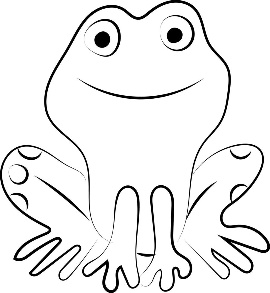 Frog drawing, illustration, vector on white background.