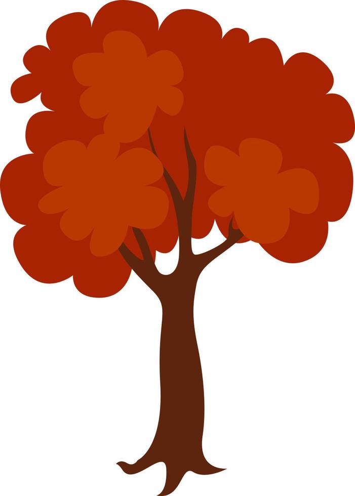 Red tree, illustration, vector on white background.