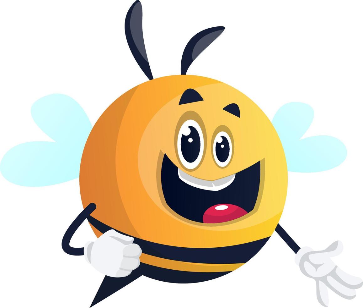 Bee with happy face, illustration, vector on white background.