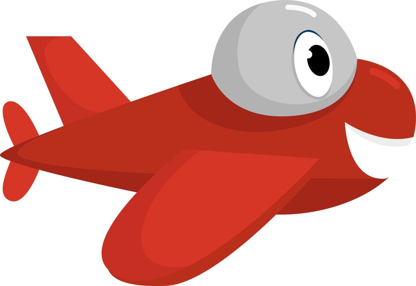 Red flying plane, illustration, vector on white background.