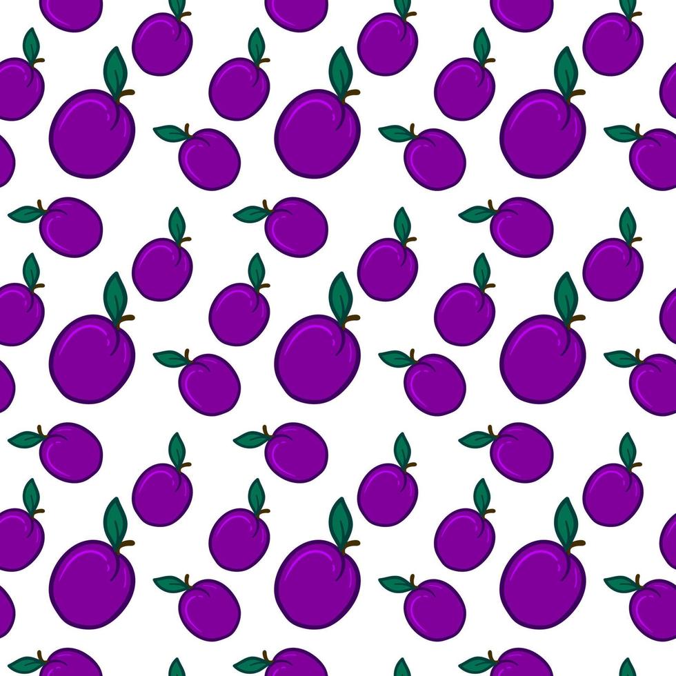 Prunes pattern, illustration, vector on white background.
