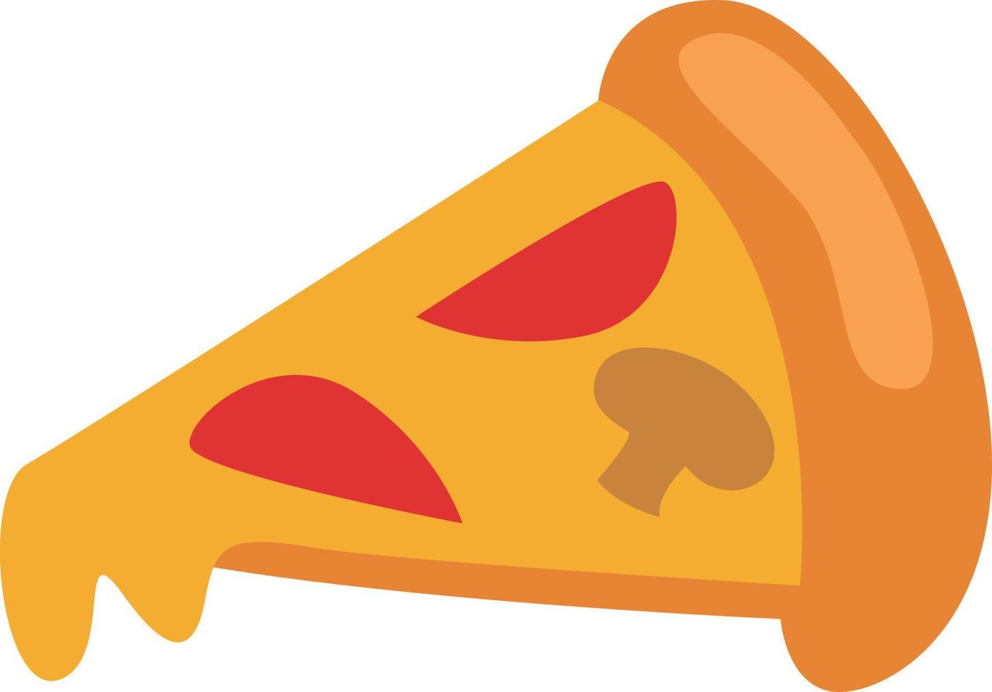 Fastfood slice of pizza, illustration, vector on a white background.