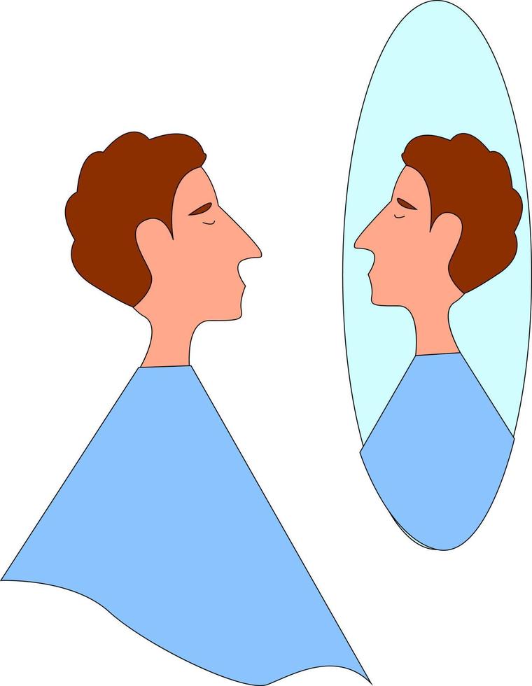Man at barbershop, illustration, vector on white background.