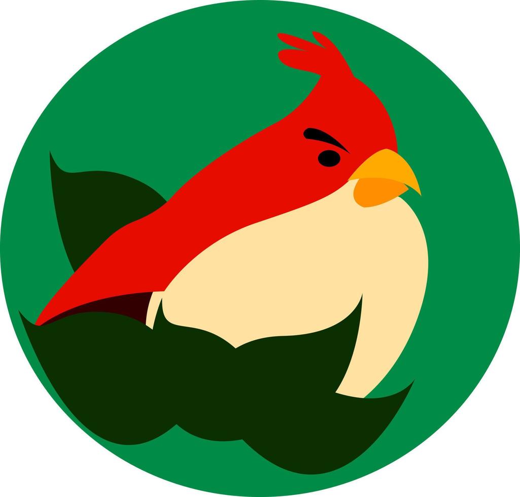 Northern cardinal, illustration, vector on white background.