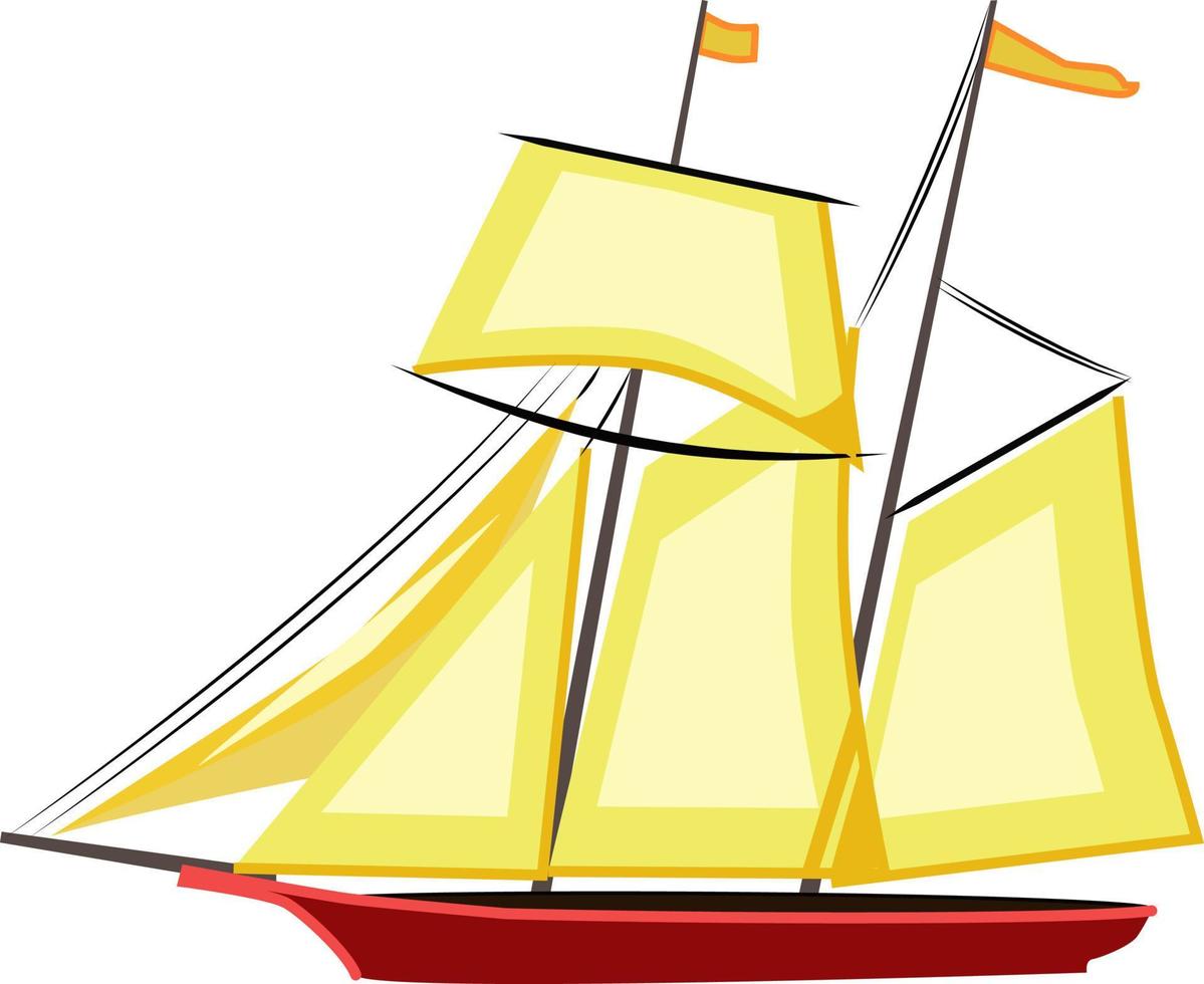 Boat on sea, illustration, vector on white background.
