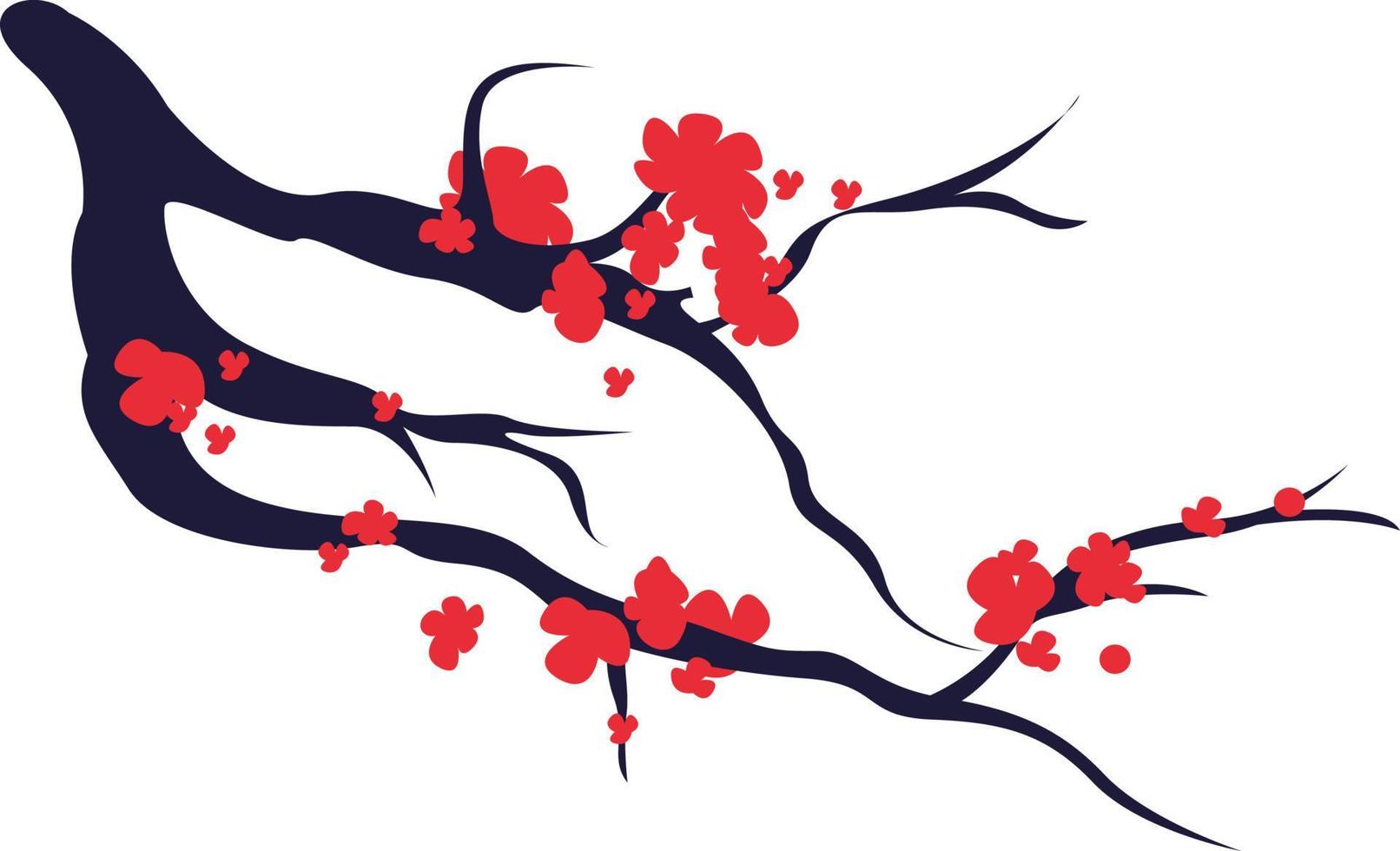 Blooming tree, illustration, vector on white background.