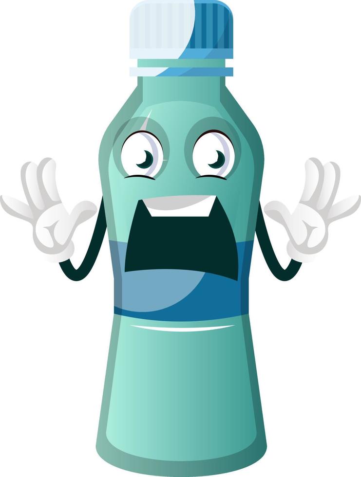 botella se siente aterrorizada, ilustración, vector sobre fondo blanco.