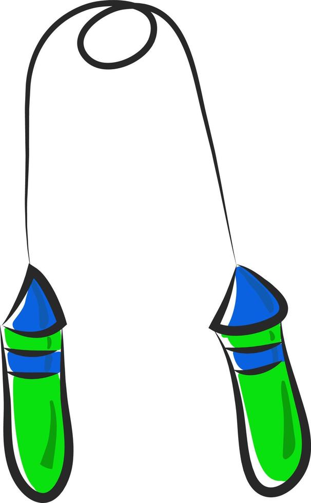 A green jump rope, vector or color illustration.