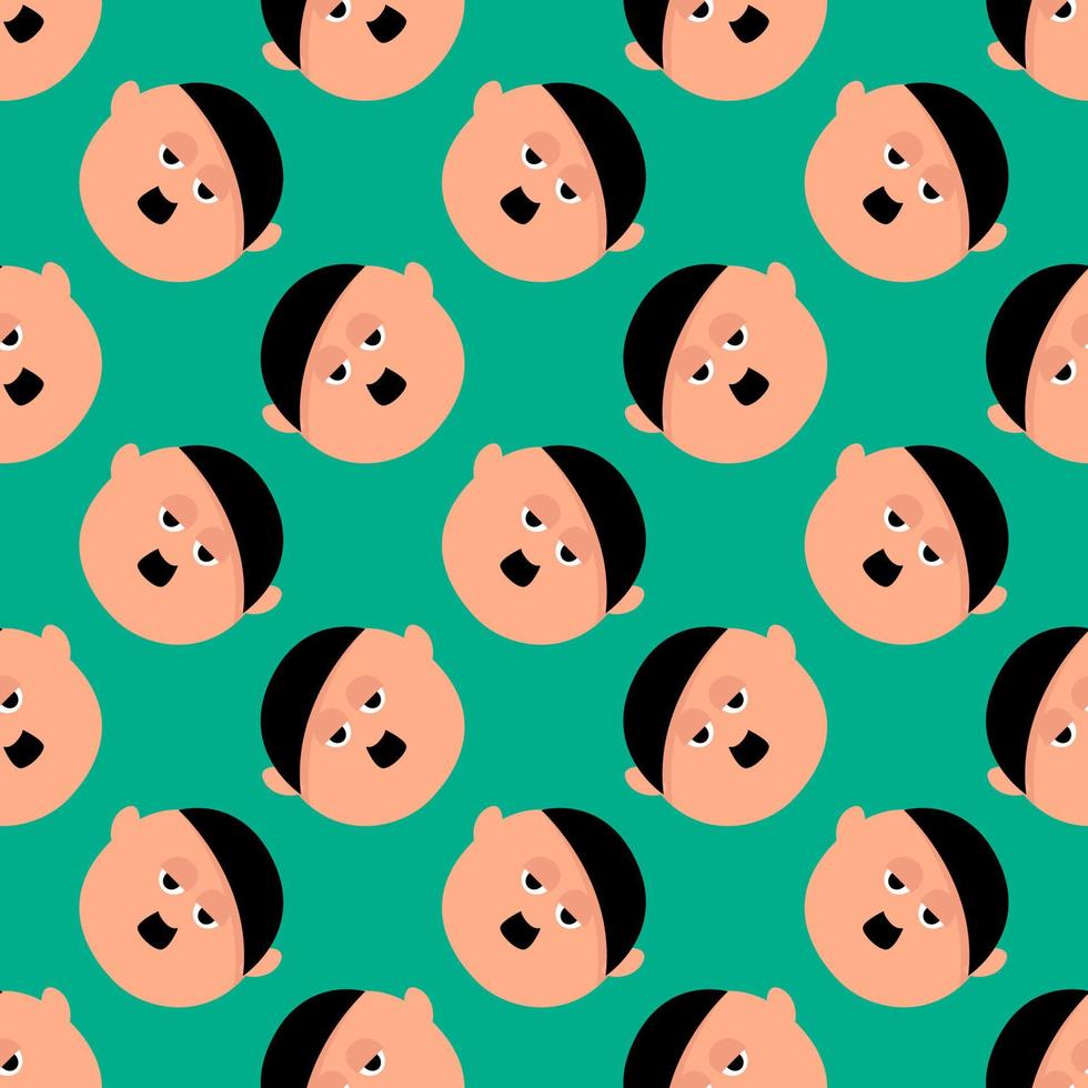 Man with mustache, seamless pattern on green background. vector