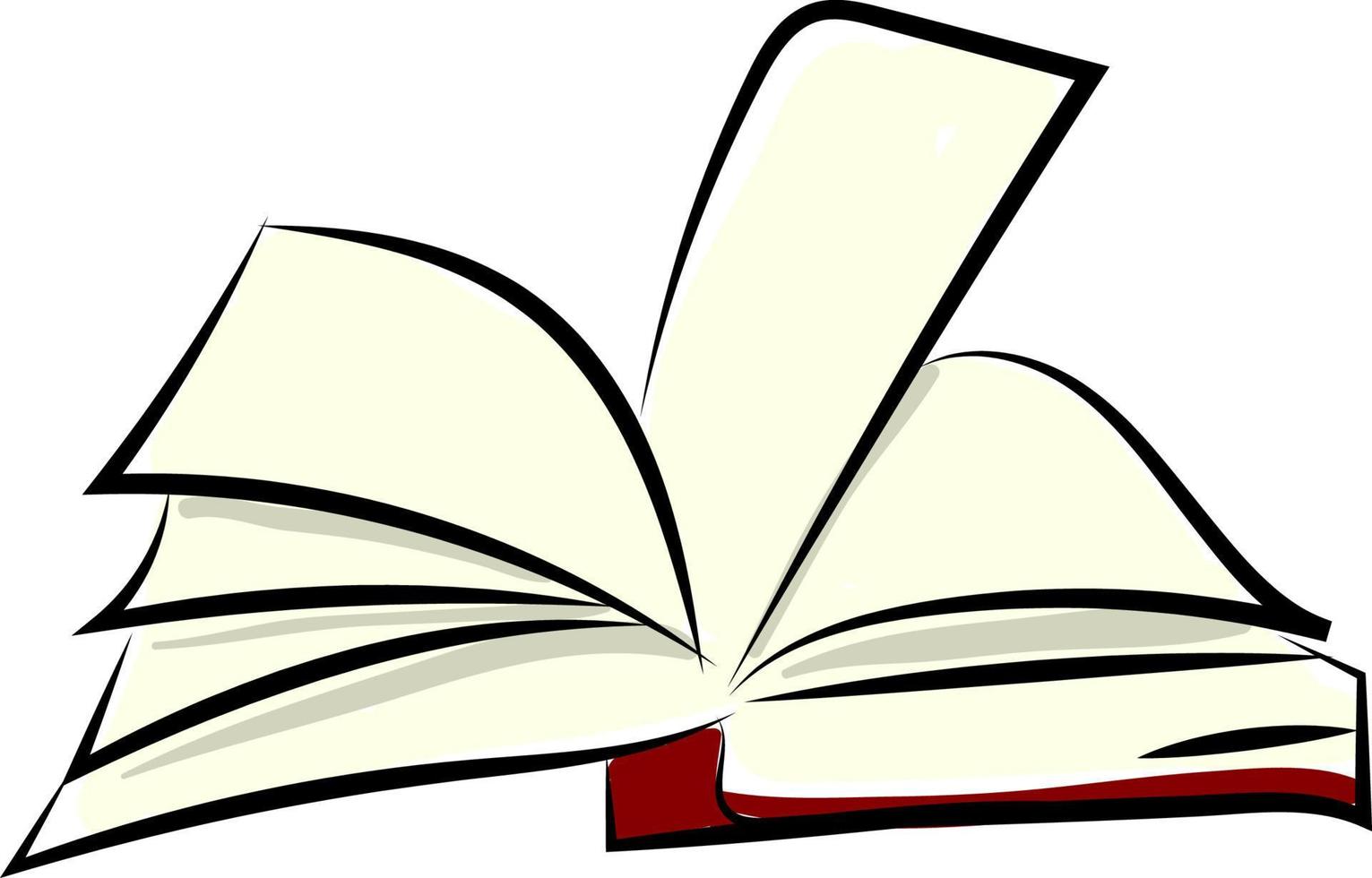Open red book, illustration, vector on white background.