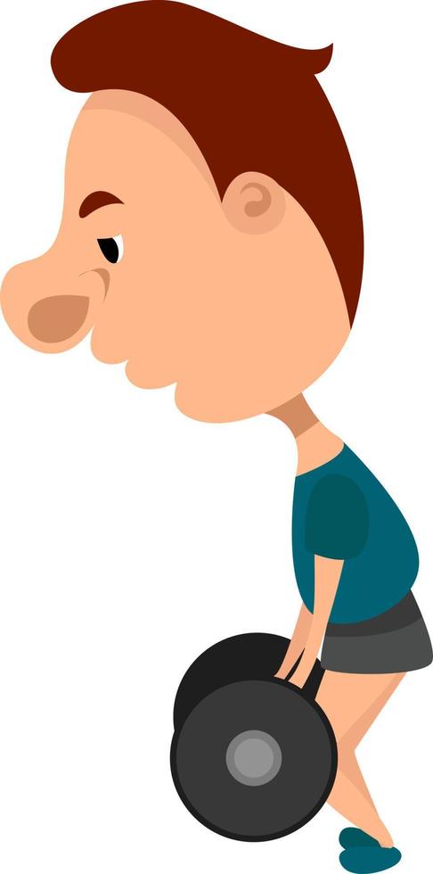 Guy lifting barbell, illustration, vector on white background