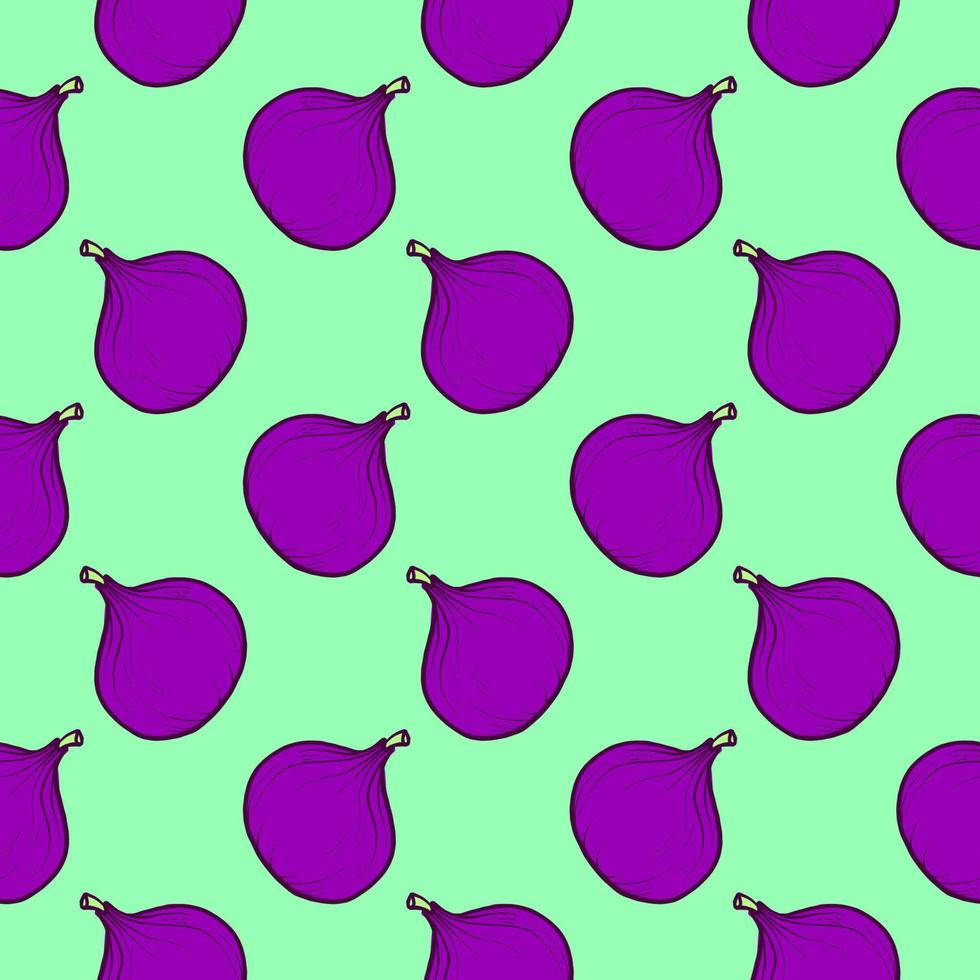 Delicious fig, seamless pattern on green background. vector