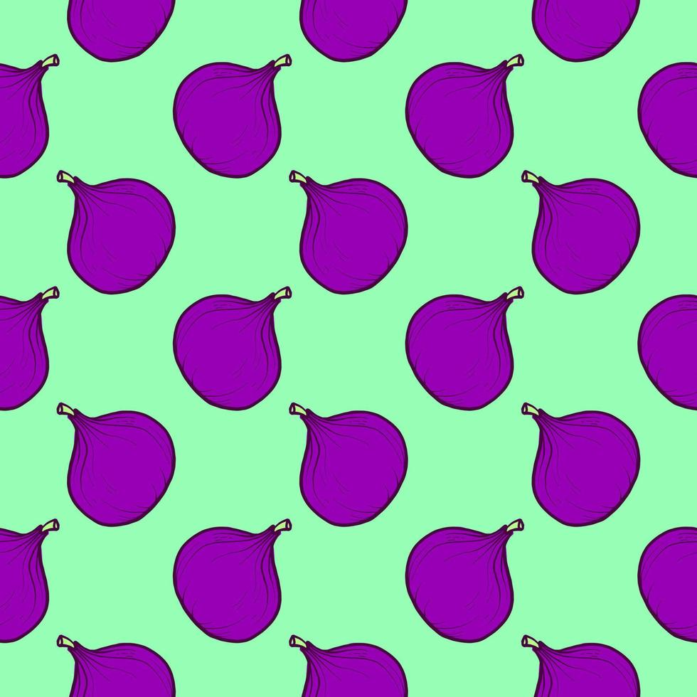 Delicious fig, seamless pattern on green background. vector