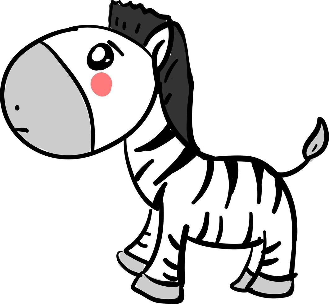 Sad zebra, illustration, vector on white background.