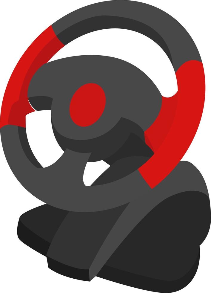 Gaming steering wheel, illustration, vector on white background