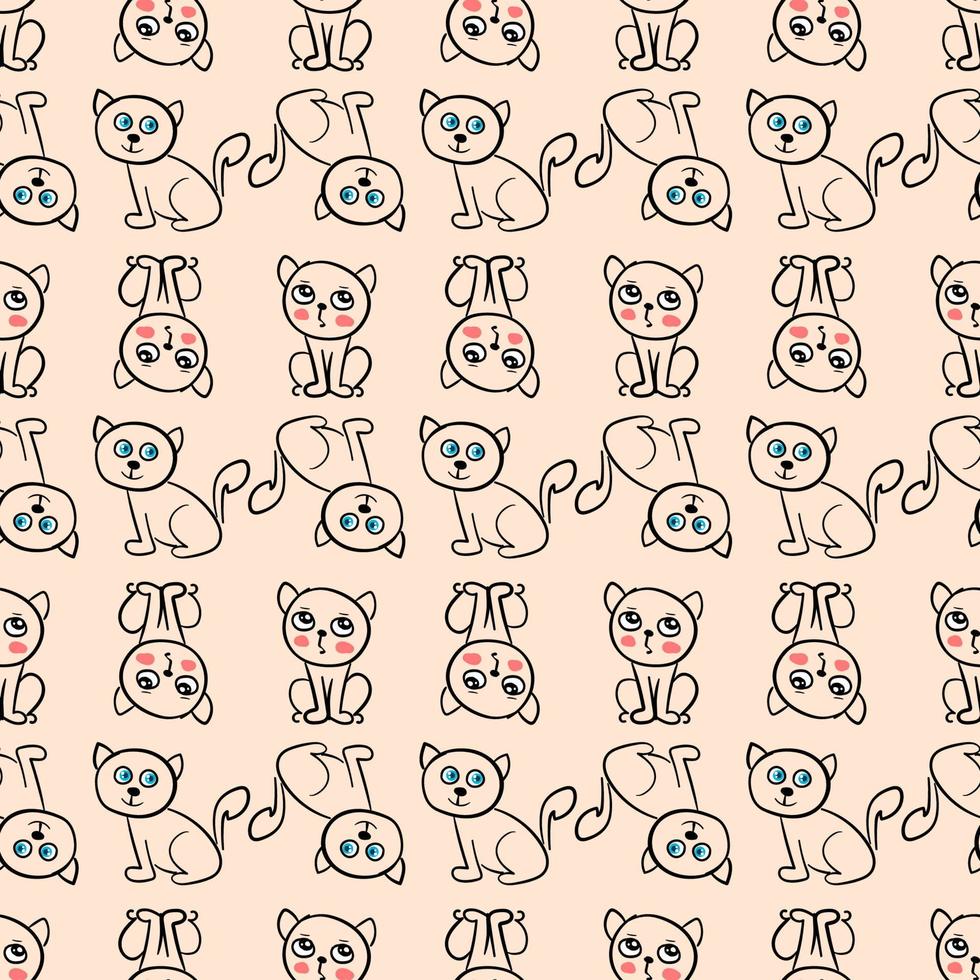 Kitten pattern, illustration, vector on white background.