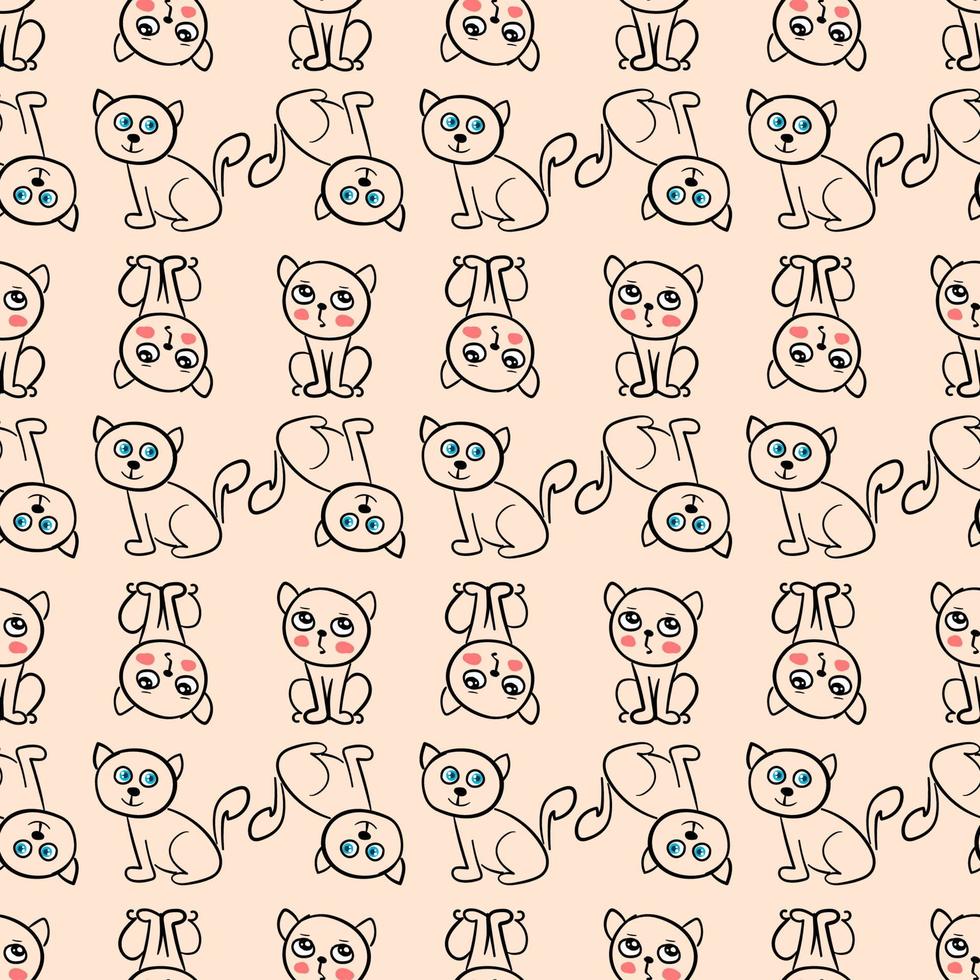 Kitten pattern, illustration, vector on white background.