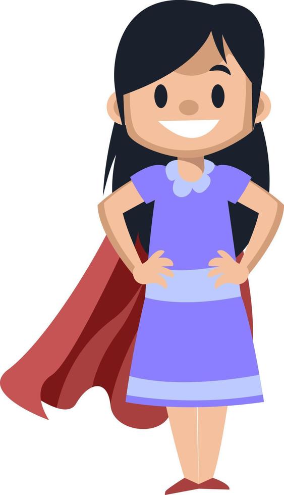 Girl with red cape, illustration, vector on white background.