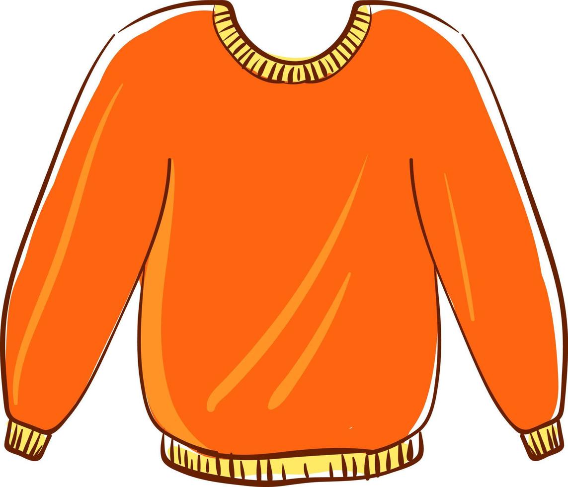Big orange sweater, illustration, vector on white background.