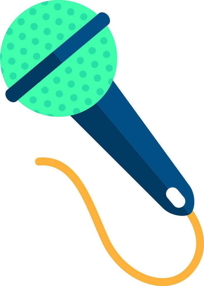 Blue microphone, illustration, vector on white background.