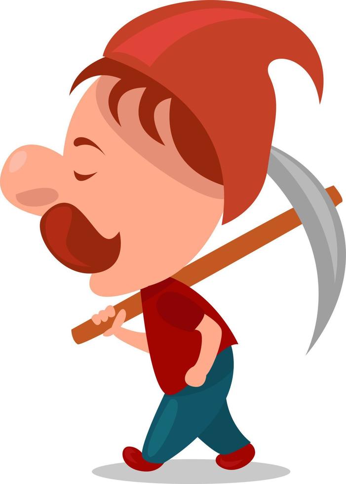 Working gnome, illustration, vector on white background