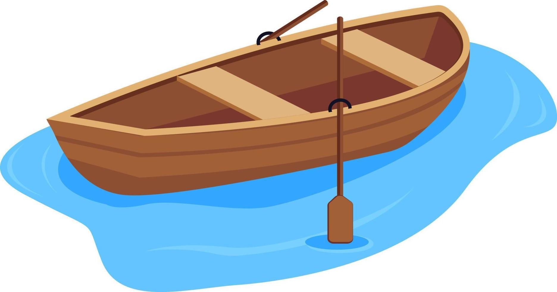 Wooden boat,illustration, vector on white background.