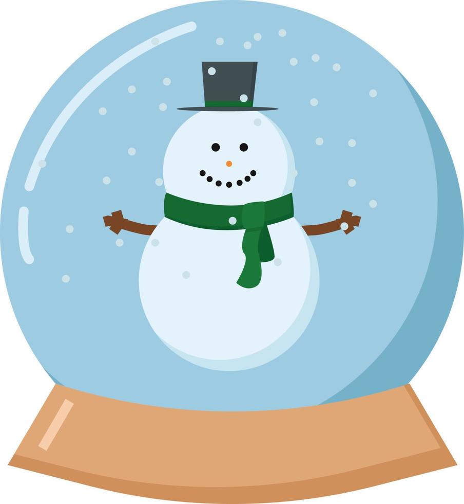 Snowman in snowball, illustration, vector on white background.